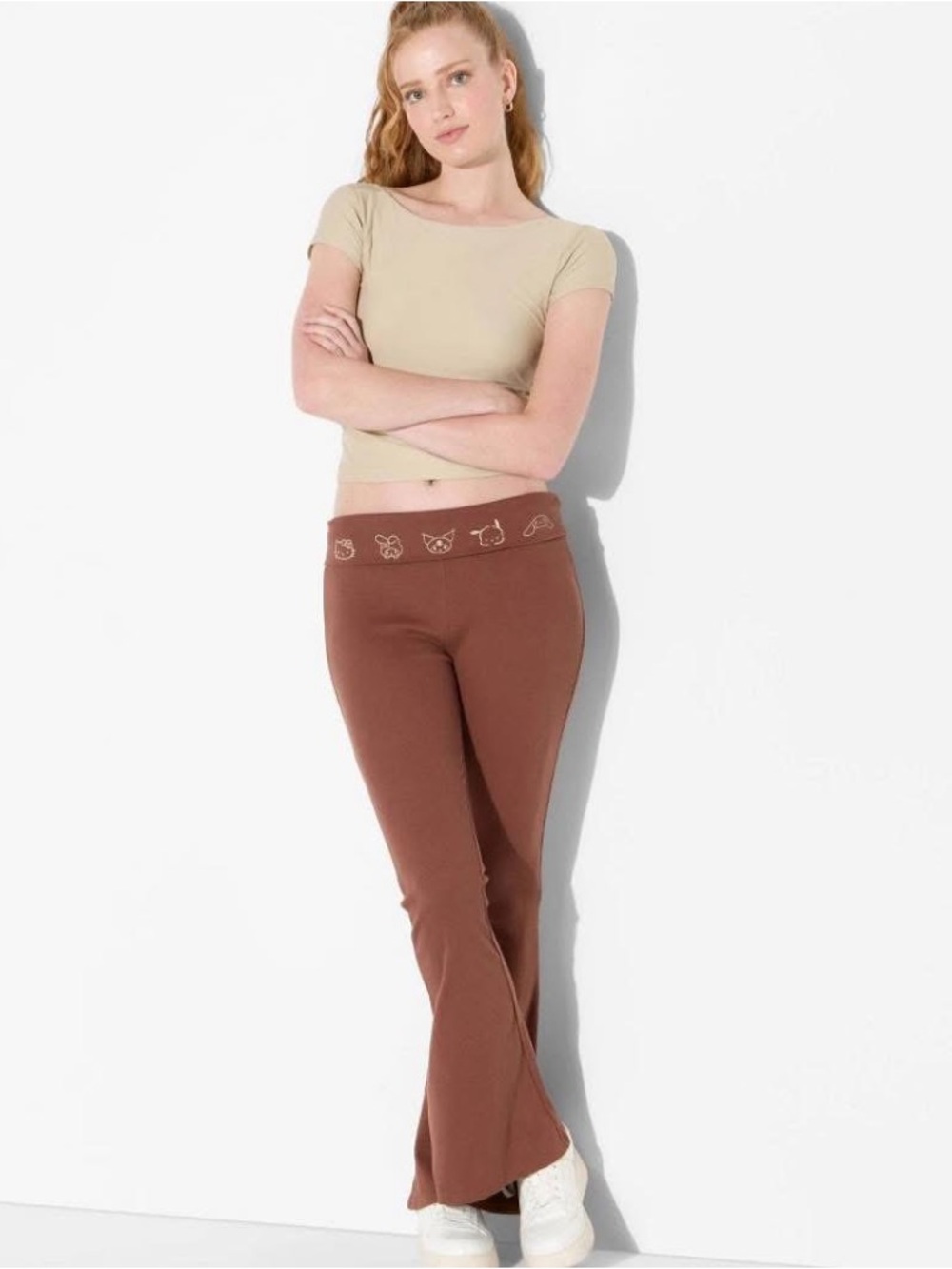 Women's Hello Kitty & Friends Graphic Yoga Pants - Brown Size XXL